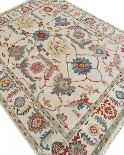 Thoryen Wool Hand-Knotted Oushak-Inspired Rug