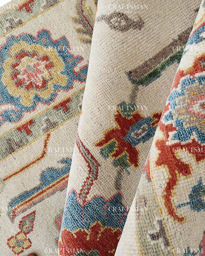 Thoryen Wool Hand-Knotted Oushak-Inspired Rug