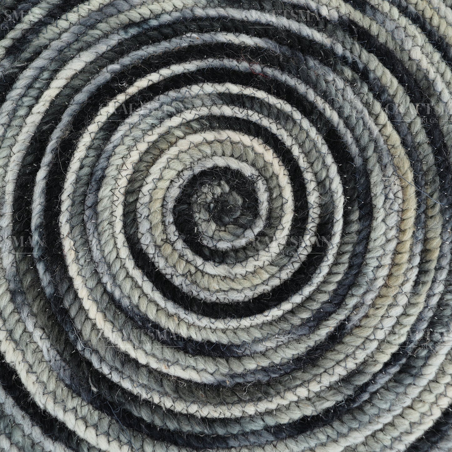 Monochrome Round Jute Hand-Woven Natural Rug – Black Ivory Striped Boho Farmhouse Circle Area Carpet for Living Room Bedroom Entryway