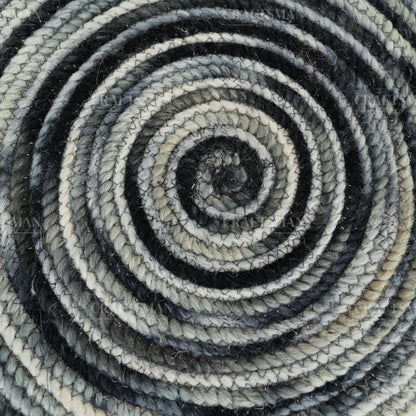 Monochrome Round Jute Hand-Woven Natural Rug – Black Ivory Striped Boho Farmhouse Circle Area Carpet for Living Room Bedroom Entryway