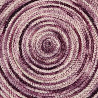 Berryblush Round Jute Hand-Woven Natural Rug – Pink Plum Striped Boho Farmhouse Circle Area Carpet for Living Room Bedroom Entryway
