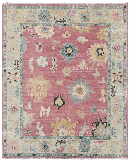 Elvorya Wool Hand-Knotted Oushak-Inspired Rug