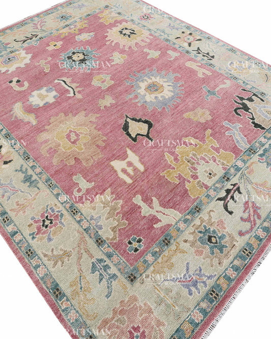Elvorya Wool Hand-Knotted Oushak-Inspired Rug