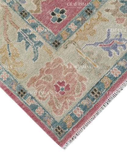 Elvorya Wool Hand-Knotted Oushak-Inspired Rug