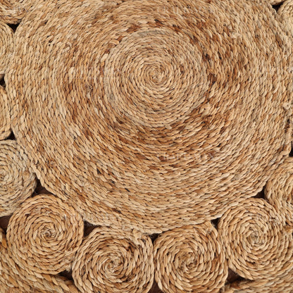 Bloomcrest Round Jute Hand-Woven Natural Rug – Braided Boho Farmhouse Floral Circle Area Carpet for Living Room Bedroom Entryway