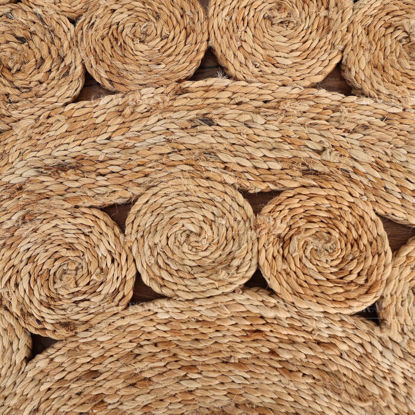 Bloomcrest Round Jute Hand-Woven Natural Rug – Braided Boho Farmhouse Floral Circle Area Carpet for Living Room Bedroom Entryway