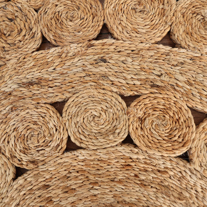 Bloomcrest Round Jute Hand-Woven Natural Rug – Braided Boho Farmhouse Floral Circle Area Carpet for Living Room Bedroom Entryway