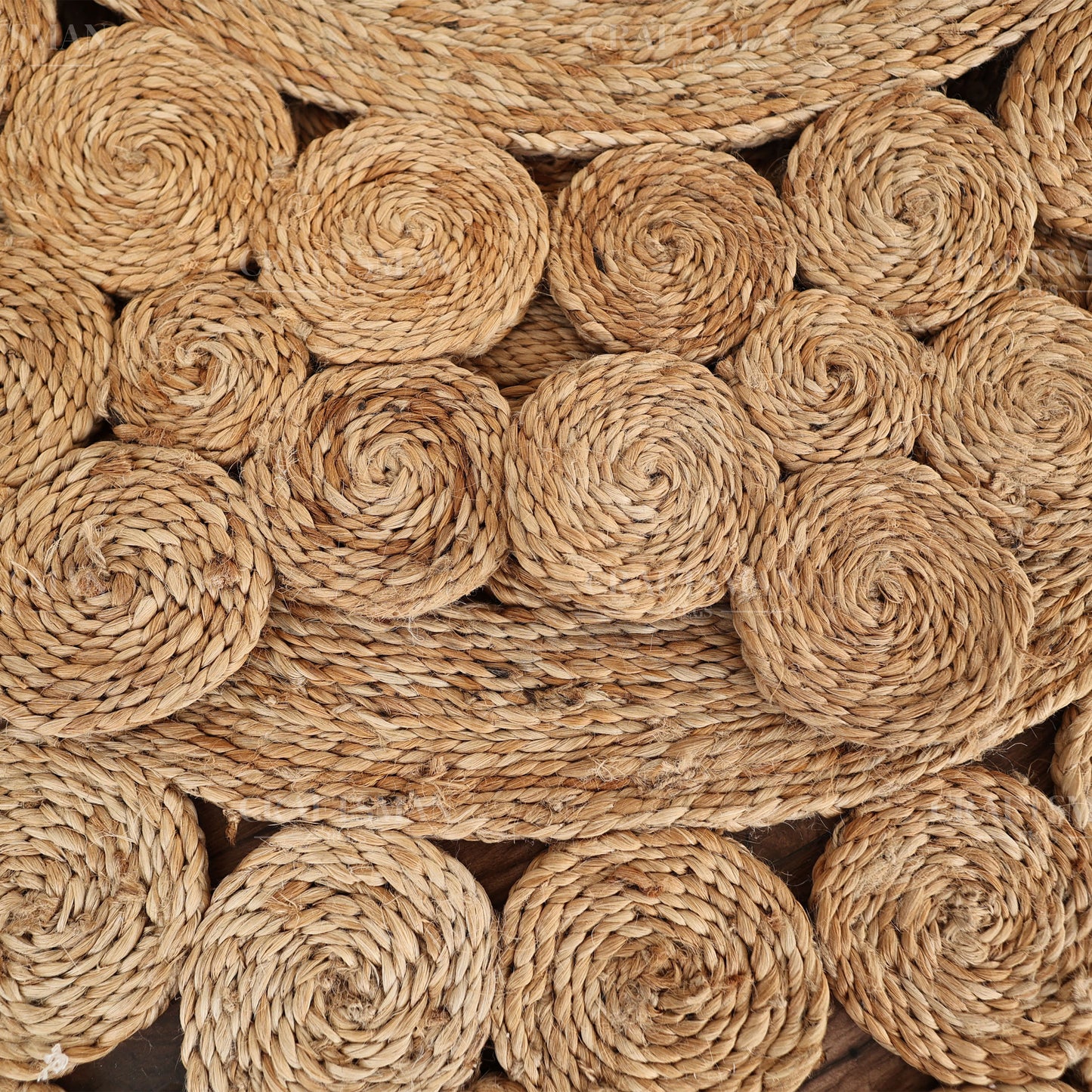 Bloomcrest Round Jute Hand-Woven Natural Rug – Braided Boho Farmhouse Floral Circle Area Carpet for Living Room Bedroom Entryway