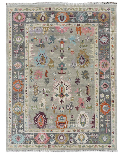 Myrasha Wool Hand-Knotted Oushak-Inspired Rug