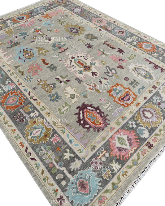 Myrasha Wool Hand-Knotted Oushak-Inspired Rug