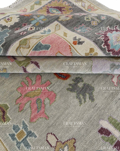 Myrasha Wool Hand-Knotted Oushak-Inspired Rug