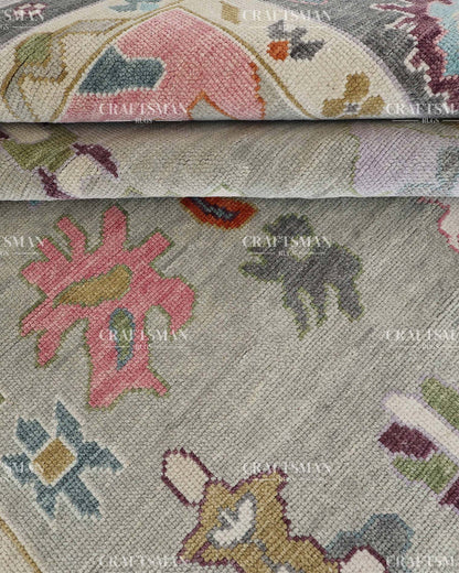 Myrasha Wool Hand-Knotted Oushak-Inspired Rug