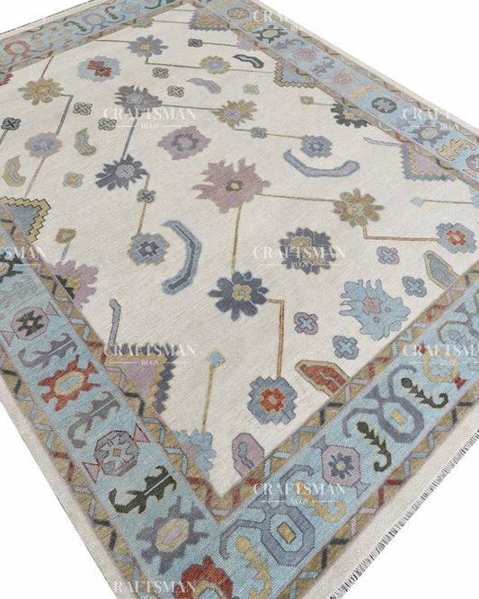 Orvethra Wool Hand-Knotted Oushak-Inspired Rug