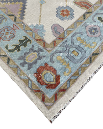 Orvethra Wool Hand-Knotted Oushak-Inspired Rug