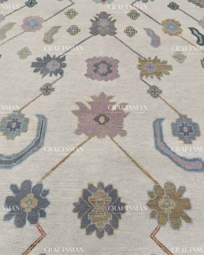 Orvethra Wool Hand-Knotted Oushak-Inspired Rug