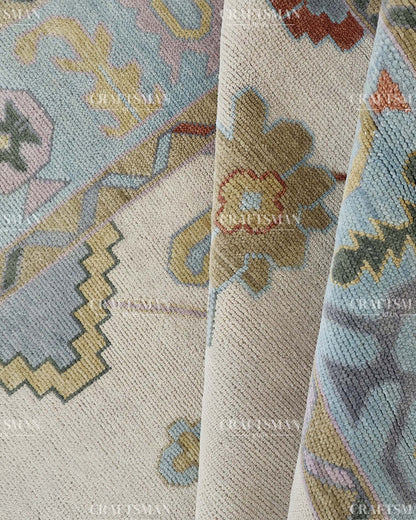Orvethra Wool Hand-Knotted Oushak-Inspired Rug