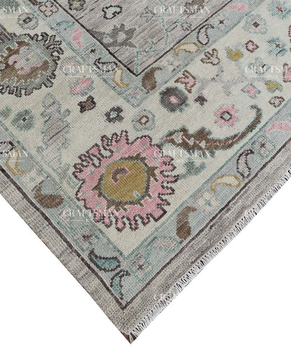 Xylorin Wool Hand-Knotted Oushak-Inspired Rug