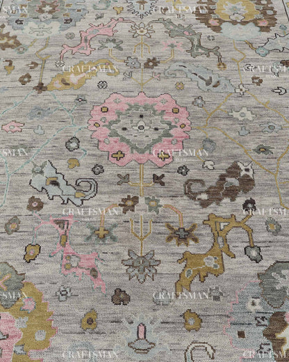 Xylorin Wool Hand-Knotted Oushak-Inspired Rug