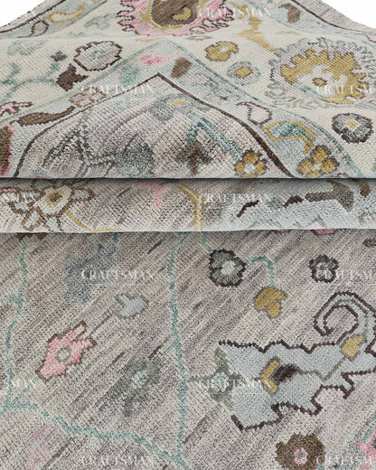 Xylorin Wool Hand-Knotted Oushak-Inspired Rug