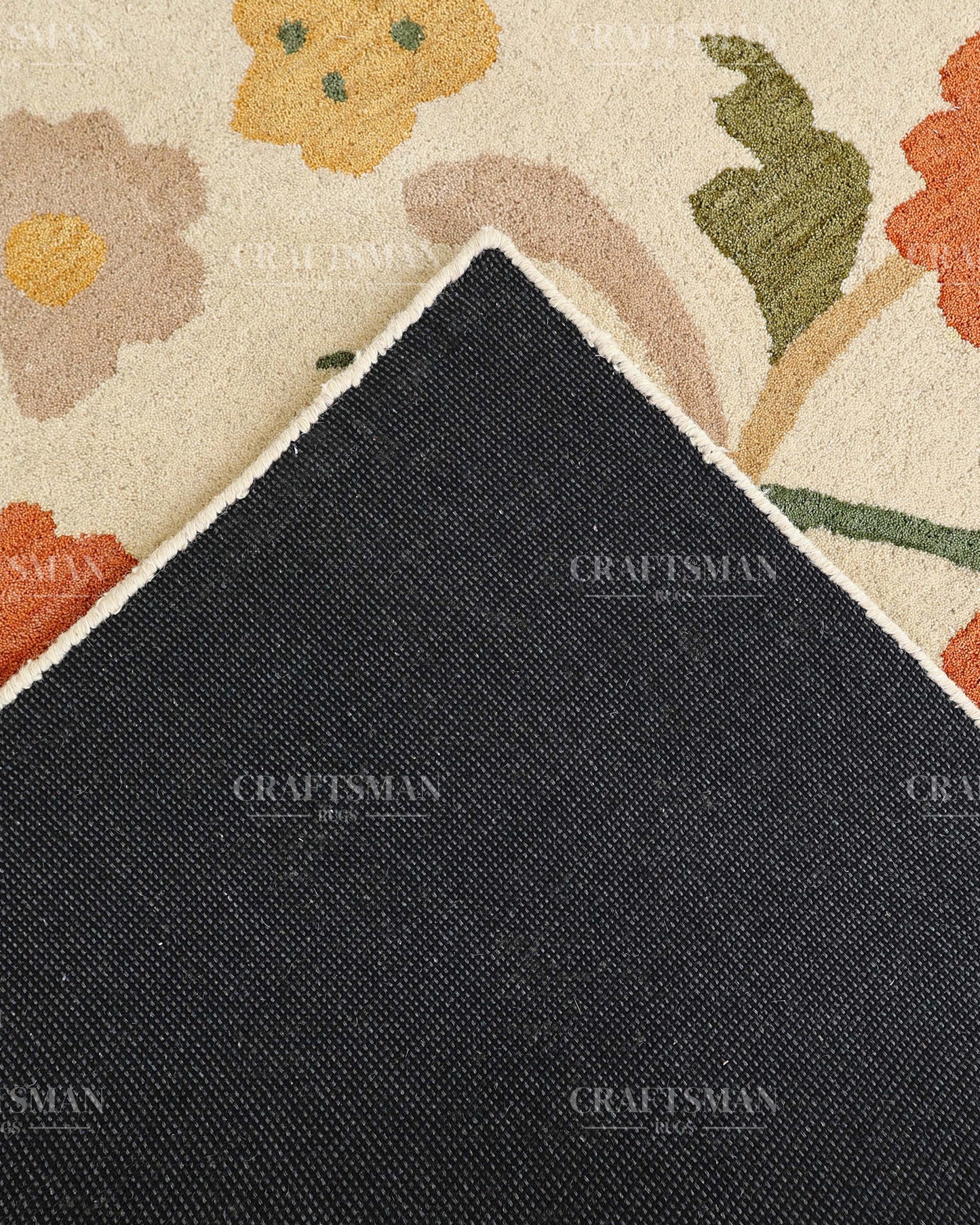 Hand Tufted Wool Floral Area Rug – Ivory Botanical Handmade Living Room & Bedroom Carpet