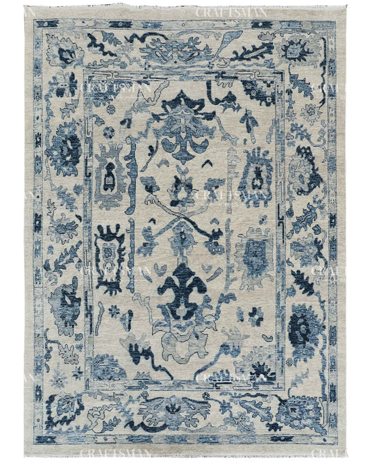 Lyvhera Wool Hand-Knotted Oushak-Inspired Rug