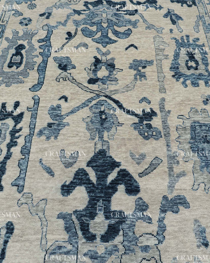 Lyvhera Wool Hand-Knotted Oushak-Inspired Rug