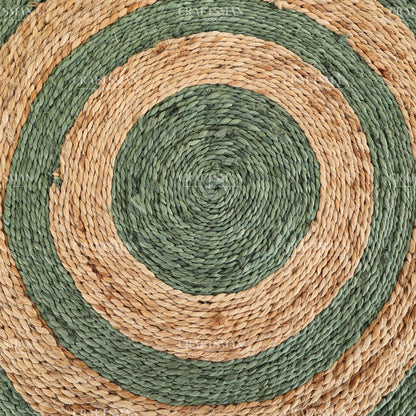 Sagecoast Round Jute Hand-Woven Natural Rug – Green Natural Striped Boho Farmhouse Circle Area Carpet for Living Room Bedroom Entryway