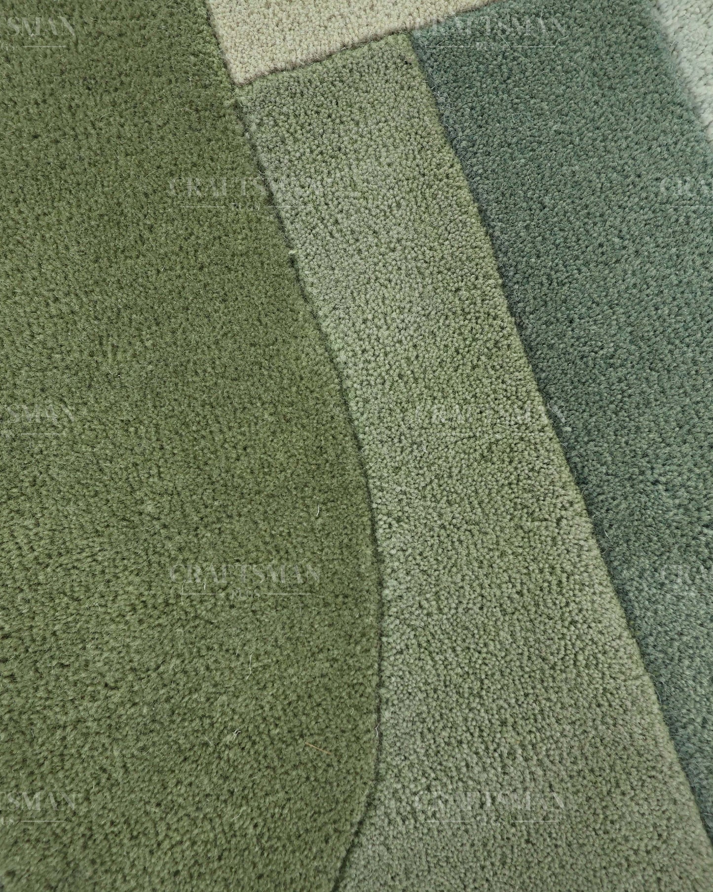 Modern Abstract Hand Tufted Wool Area Rug – Sage Green & Olive Geometric Carpet for Living Room, Bedroom & Dining Room