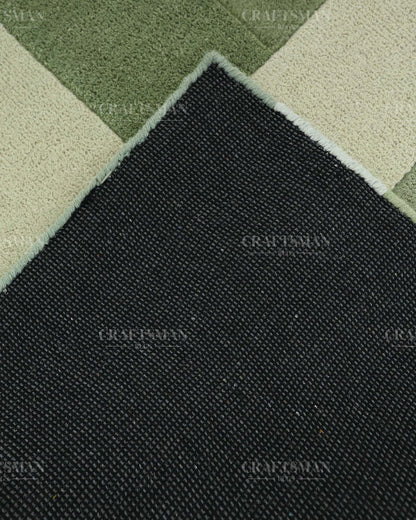 Modern Abstract Hand Tufted Wool Area Rug – Sage Green & Olive Geometric Carpet for Living Room, Bedroom & Dining Room