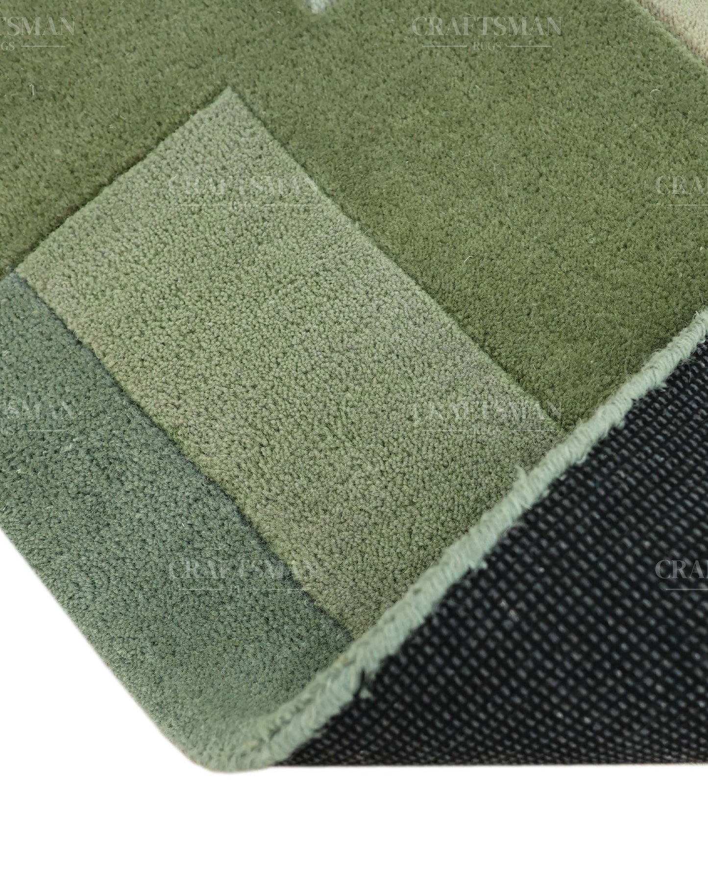 Modern Abstract Hand Tufted Wool Area Rug – Sage Green & Olive Geometric Carpet for Living Room, Bedroom & Dining Room