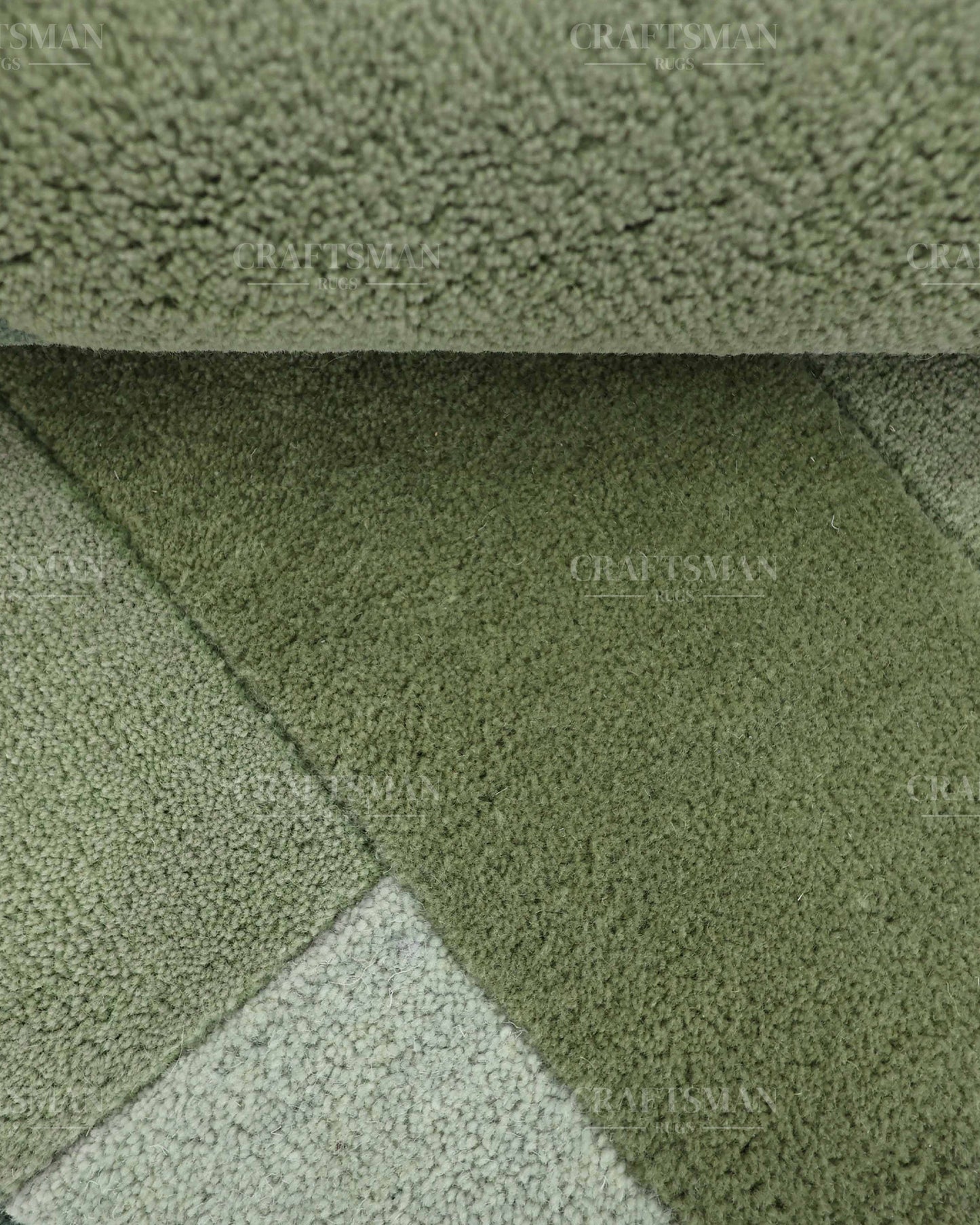 Modern Abstract Hand Tufted Wool Area Rug – Sage Green & Olive Geometric Carpet for Living Room, Bedroom & Dining Room