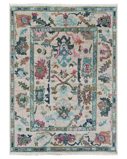 Draevel Wool Hand-Knotted Oushak-Inspired Rug