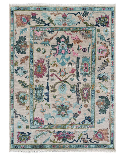 Draevel Wool Hand-Knotted Oushak-Inspired Rug