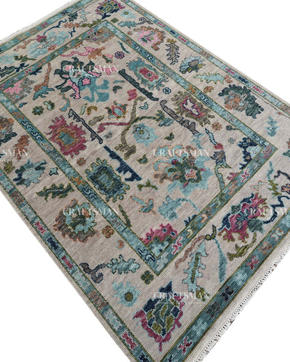 Draevel Wool Hand-Knotted Oushak-Inspired Rug