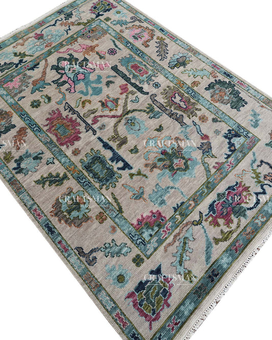 Draevel Wool Hand-Knotted Oushak-Inspired Rug