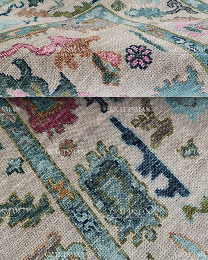 Draevel Wool Hand-Knotted Oushak-Inspired Rug