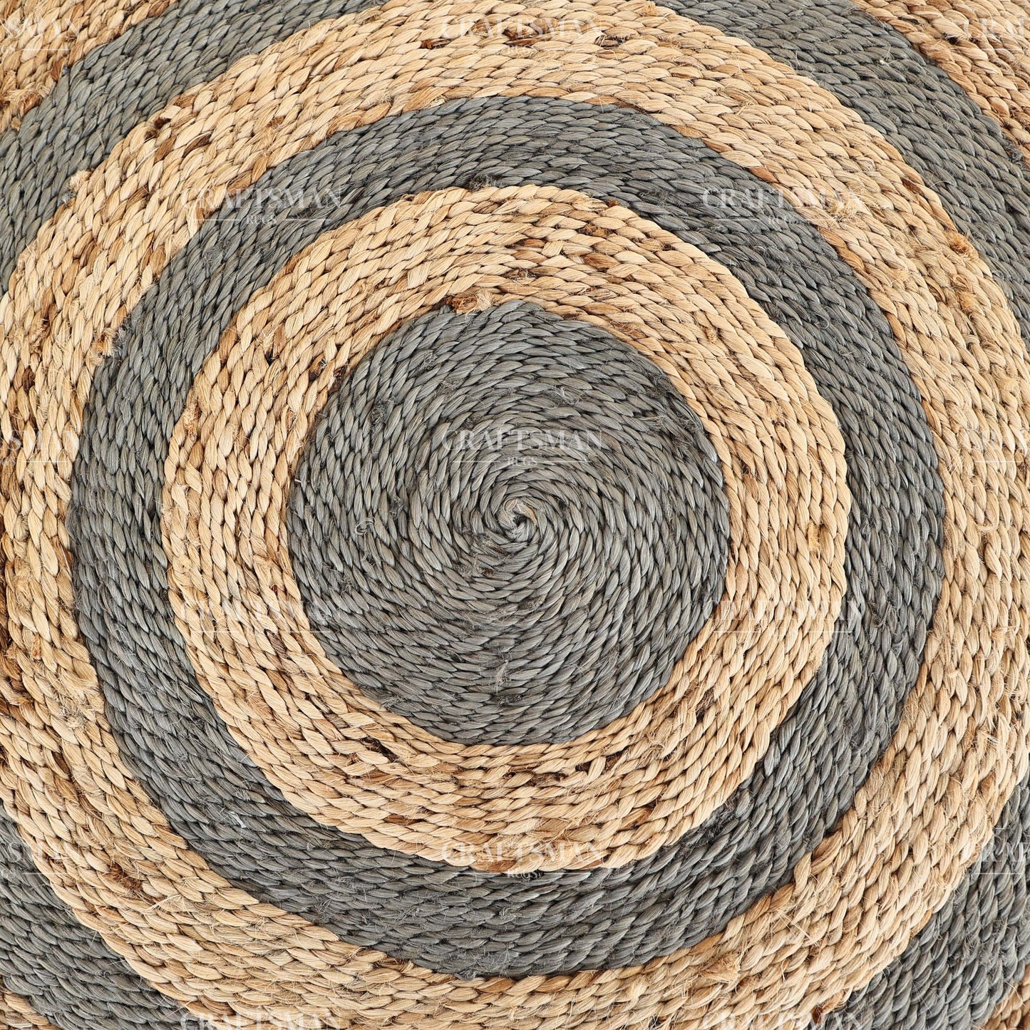 Ashford Round Jute Hand-Woven Natural Rug – Gray Natural Striped Boho Farmhouse Circle Area Carpet for Living Room Bedroom Entryway Patio Decor