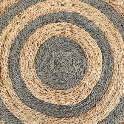 Ashford Round Jute Hand-Woven Natural Rug – Gray Natural Striped Boho Farmhouse Circle Area Carpet for Living Room Bedroom Entryway Patio Decor