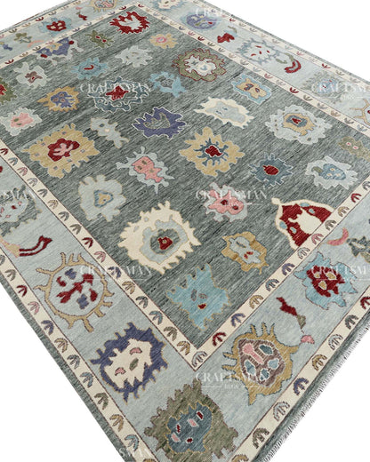 Quyora Wool Hand-Knotted Oushak-Inspired Rug