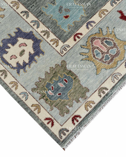 Quyora Wool Hand-Knotted Oushak-Inspired Rug