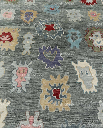 Quyora Wool Hand-Knotted Oushak-Inspired Rug