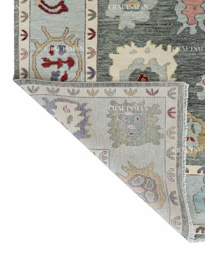 Quyora Wool Hand-Knotted Oushak-Inspired Rug