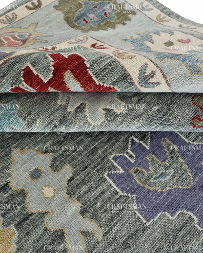 Quyora Wool Hand-Knotted Oushak-Inspired Rug