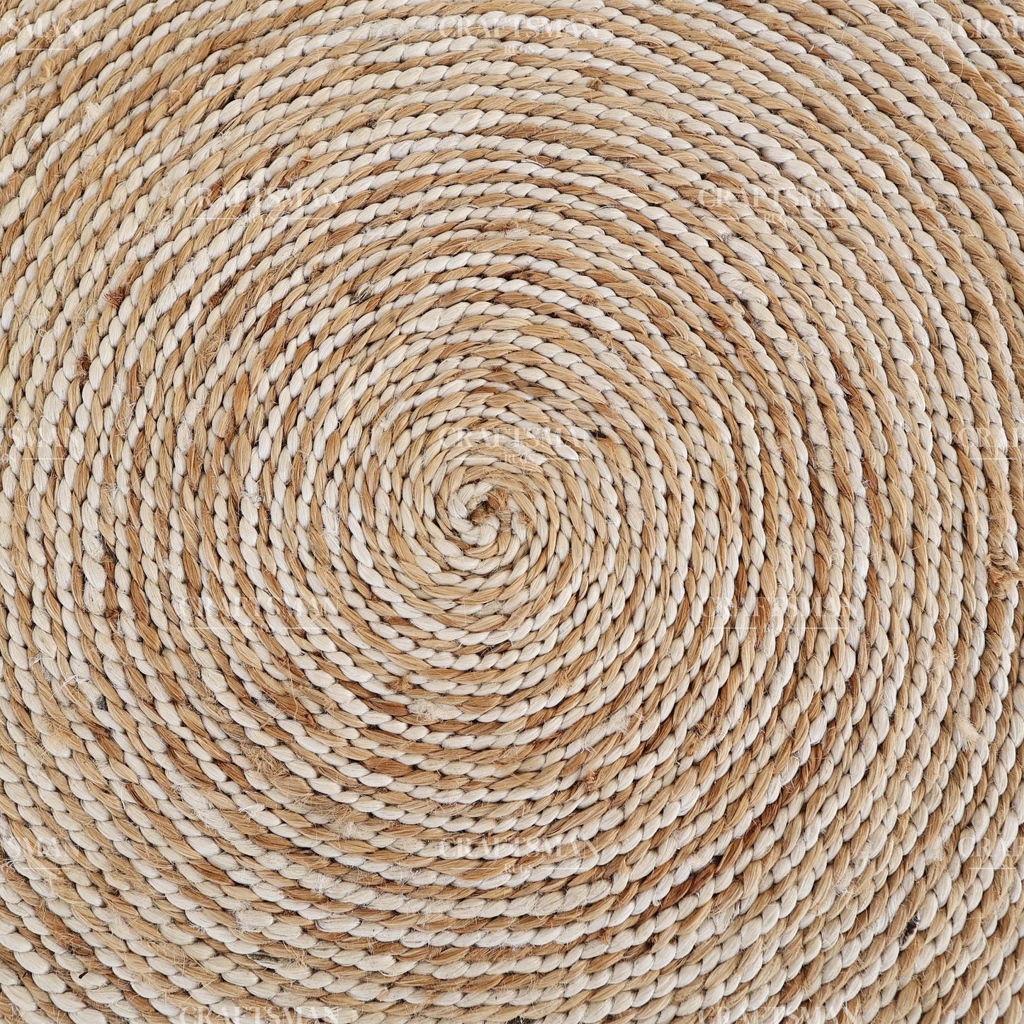 Lunara Round Jute Hand-Woven Natural Rug – Ivory Natural Braided Loop Border Boho Farmhouse Circle Area Carpet for Living Room Bedroom Entryway Decor