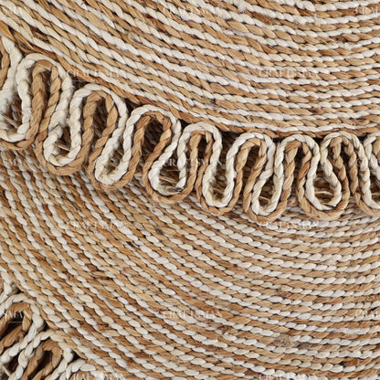 Lunara Round Jute Hand-Woven Natural Rug – Ivory Natural Braided Loop Border Boho Farmhouse Circle Area Carpet for Living Room Bedroom Entryway Decor