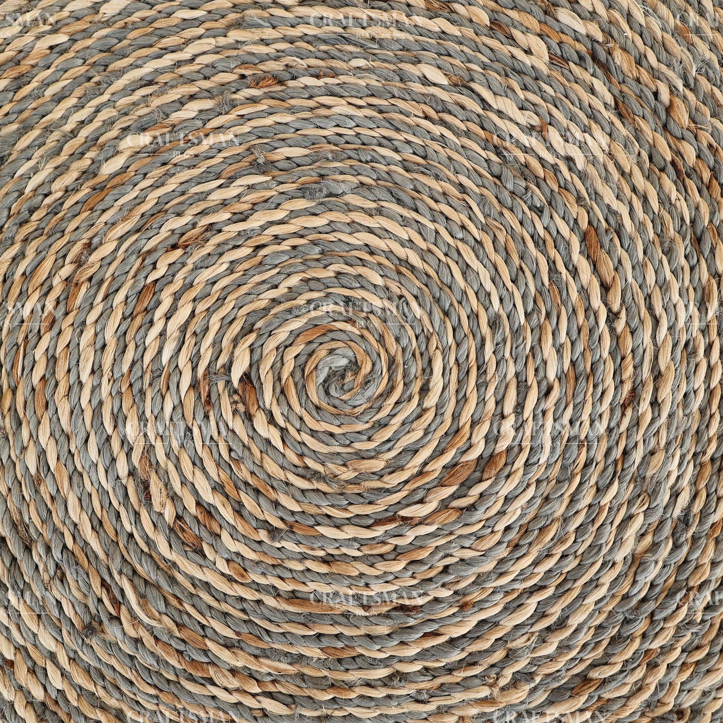 Stormhaven Round Jute Hand-Woven Natural Rug – Gray Natural Braided Loop Border Boho Farmhouse Circle Area Carpet for Living Room Bedroom Entryway Decor