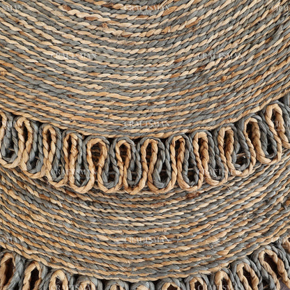 Stormhaven Round Jute Hand-Woven Natural Rug – Gray Natural Braided Loop Border Boho Farmhouse Circle Area Carpet for Living Room Bedroom Entryway Decor