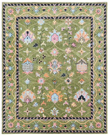 8x10 Feet Wool Hand-Tufted Rug | Vintage Floral Botanical Design | Craftsman Rugs Exclusive