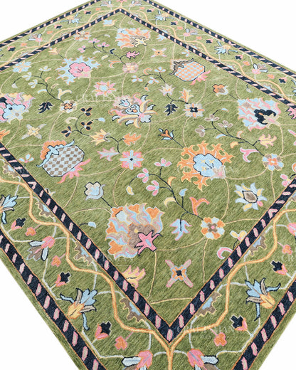8x10 Feet Wool Hand-Tufted Rug | Vintage Floral Botanical Design | Craftsman Rugs Exclusive
