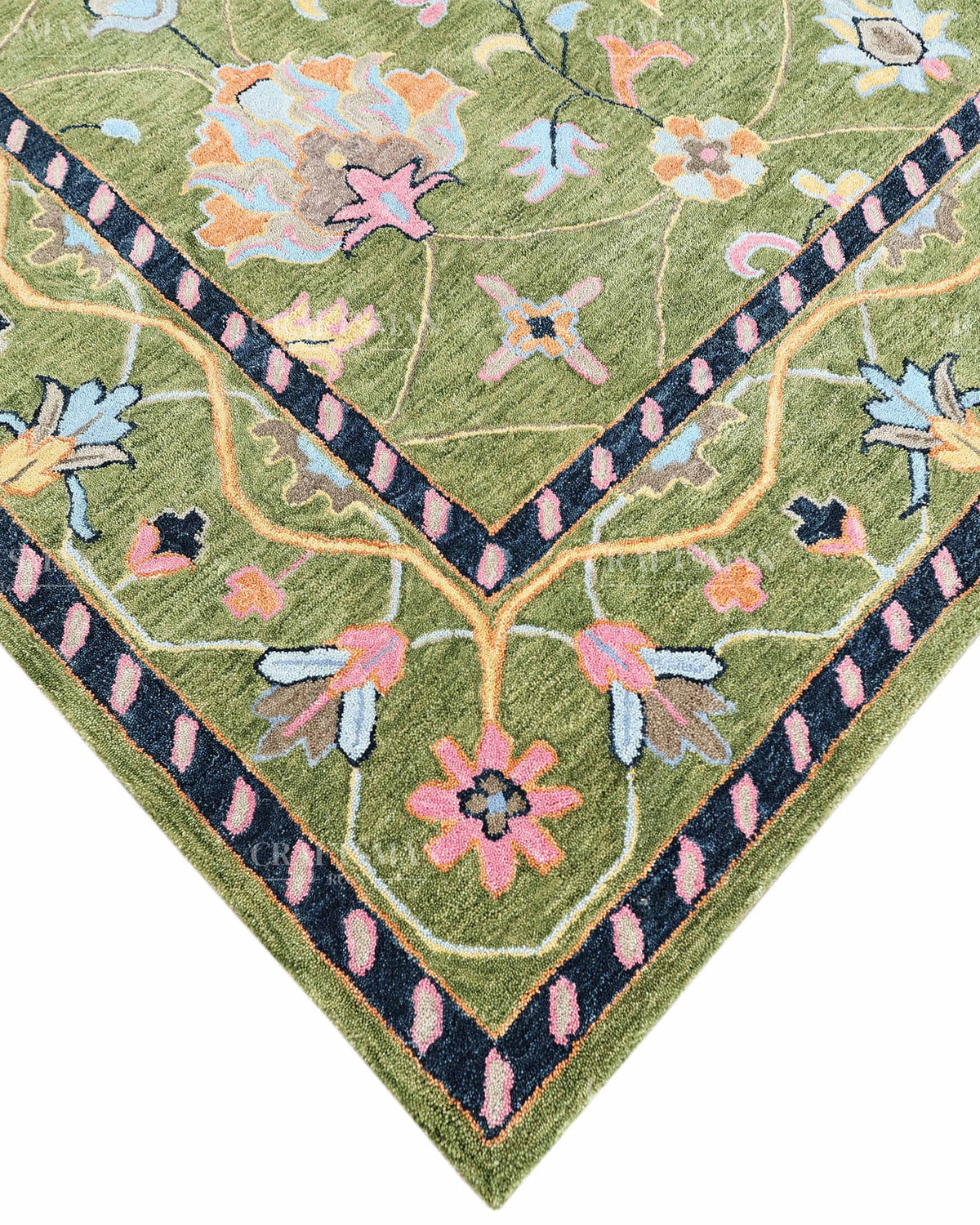 8x10 Feet Wool Hand-Tufted Rug | Vintage Floral Botanical Design | Craftsman Rugs Exclusive